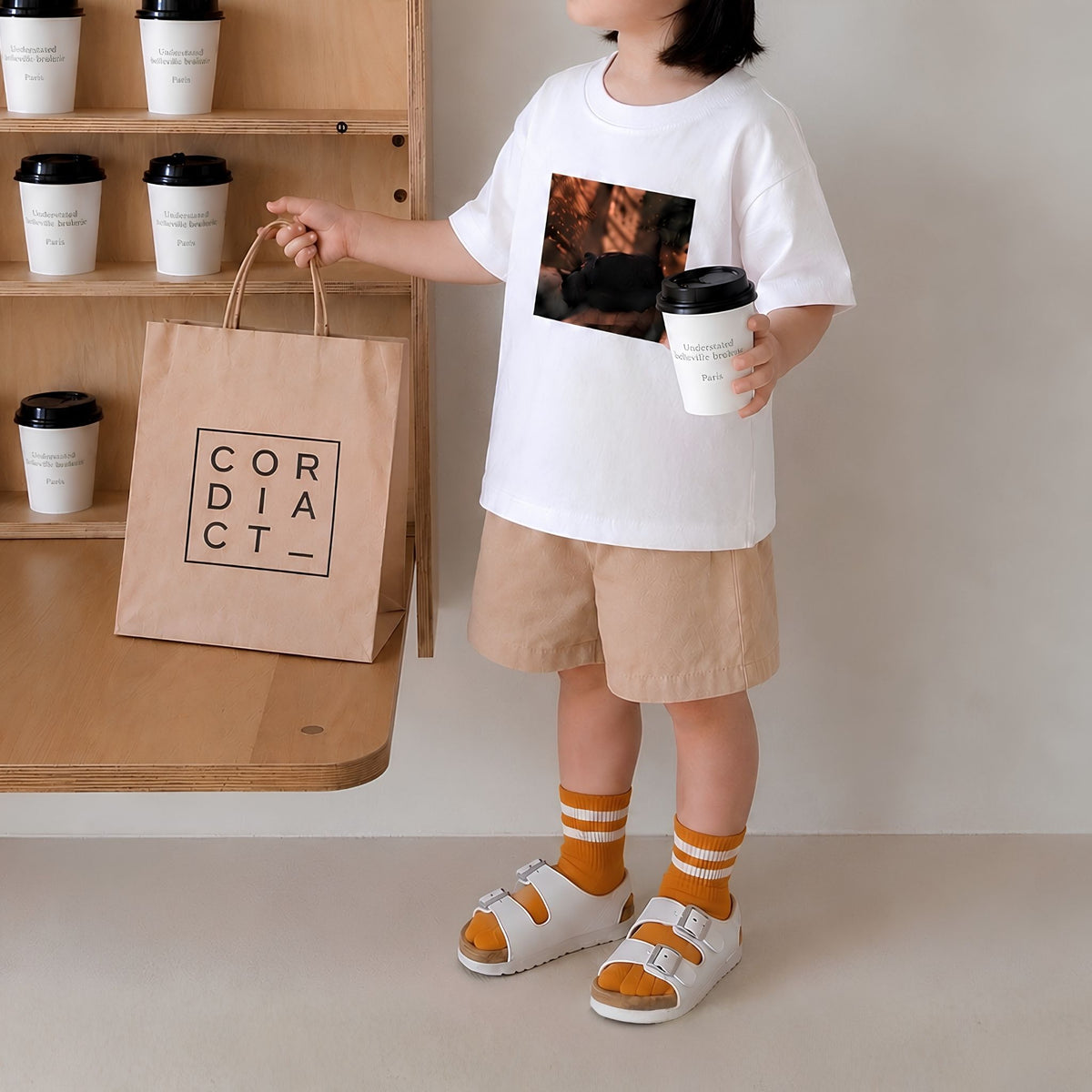 kids 「neko」グラフィックTシャツ